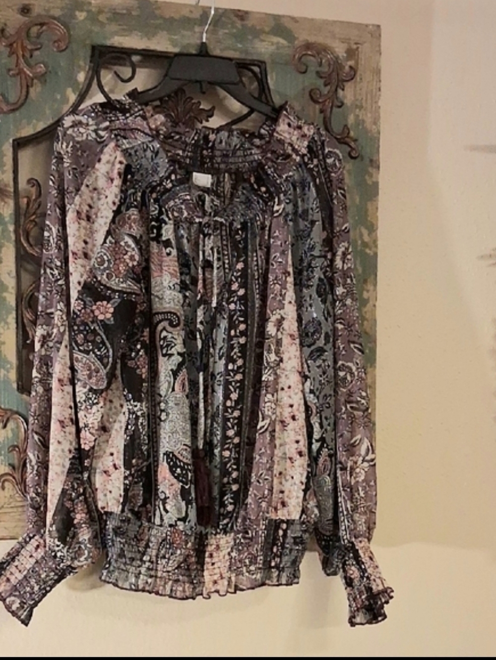VENUS Mauve Multi Paisley Patchwork Peasant Top. NWOT Size 12